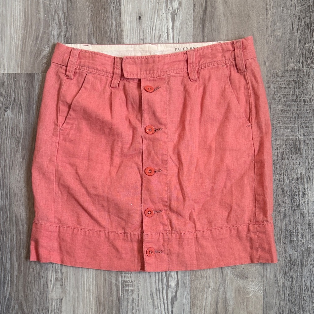 Anthropologie Coral Button-Front Mini Skirt